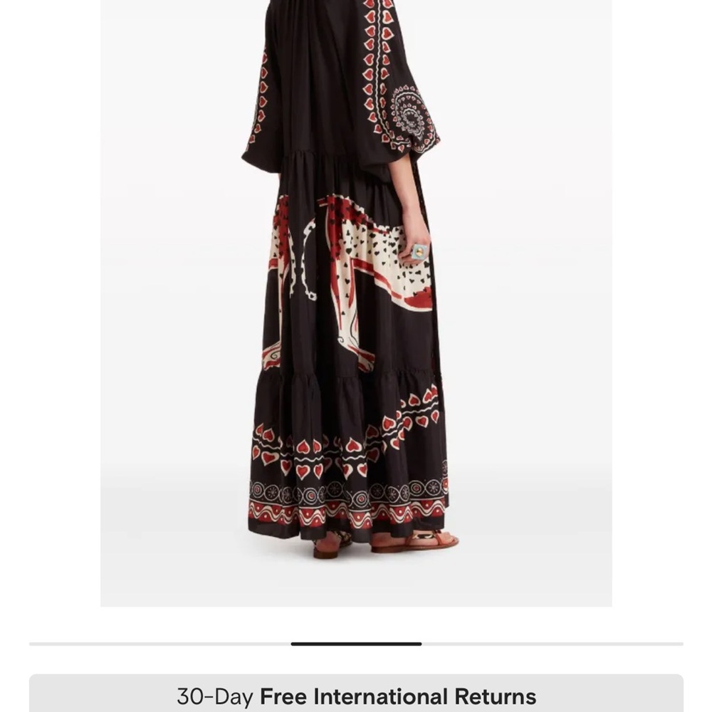 LA DoubleJ Black and Pink Resort Gown with Bishop Sleeves - goop - Picture 3 of 8